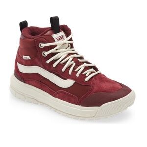Vans Red and White High-Top Sneakers